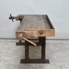 Vintage Hungarian Oak Carpenters Workbench, 1930s