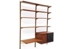 Teak and Brass Wall Unit Shelving by Finn Juhl, Bovirke, Denmark, 1950s