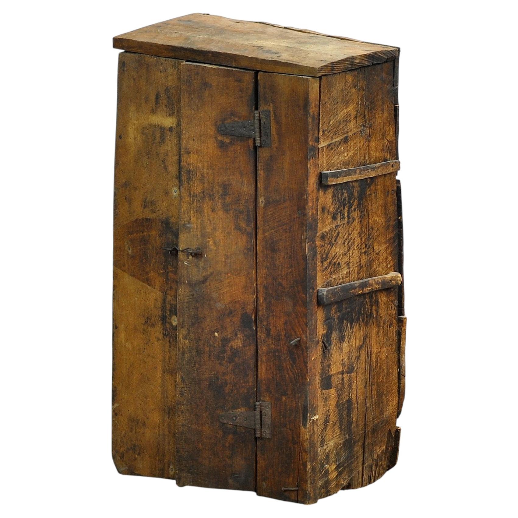 Primitive wooden cabinet, circa 1930 For Sale