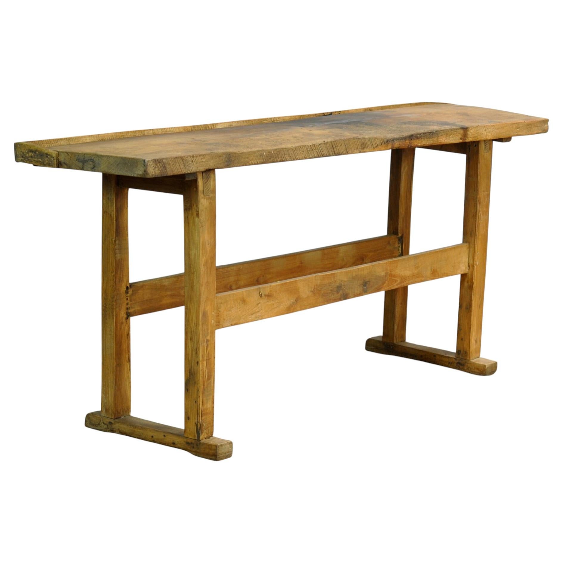 Oak industrial work table, circa 1920 For Sale