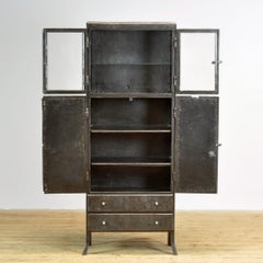 Antique industrial metal display cabinet, circa 1920