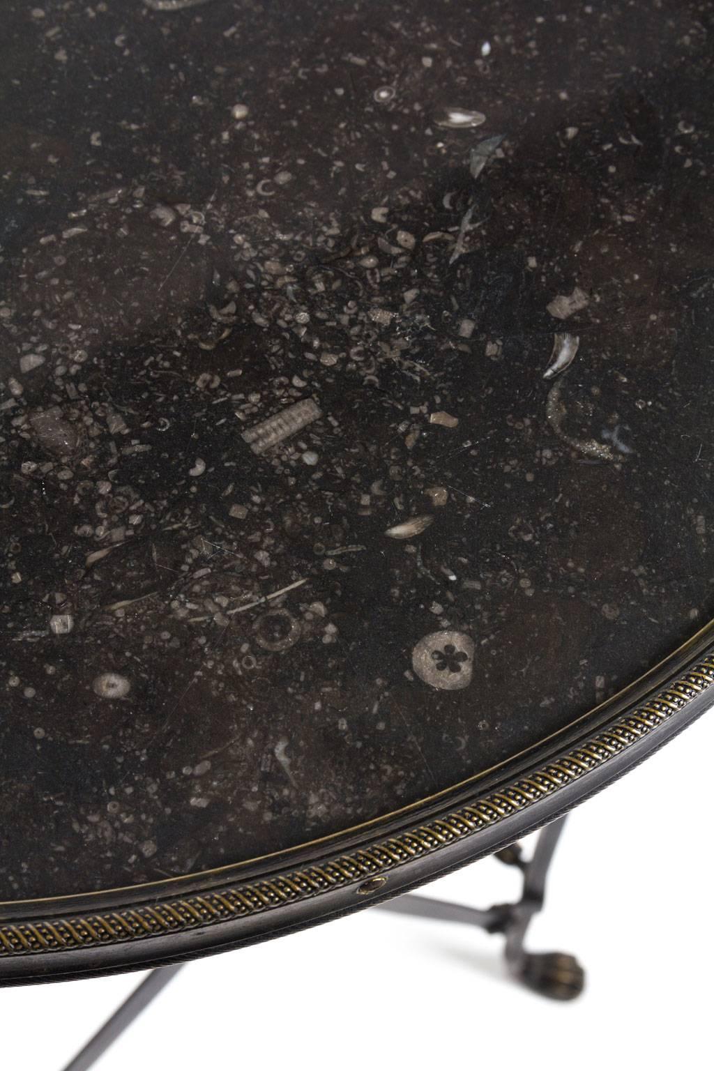 Neo-Pompeian Style Gueridon in Blackened Bronze and Marble Top In Excellent Condition For Sale In Zurich, CH
