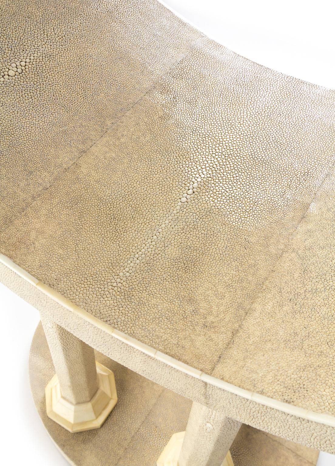 Shagreen Stool in the Style of Jules Leleu In Excellent Condition In Zurich, CH