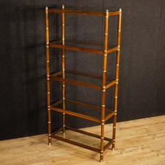 20th Century Spanish Design Bookcase in Wood with Crystal Shelves