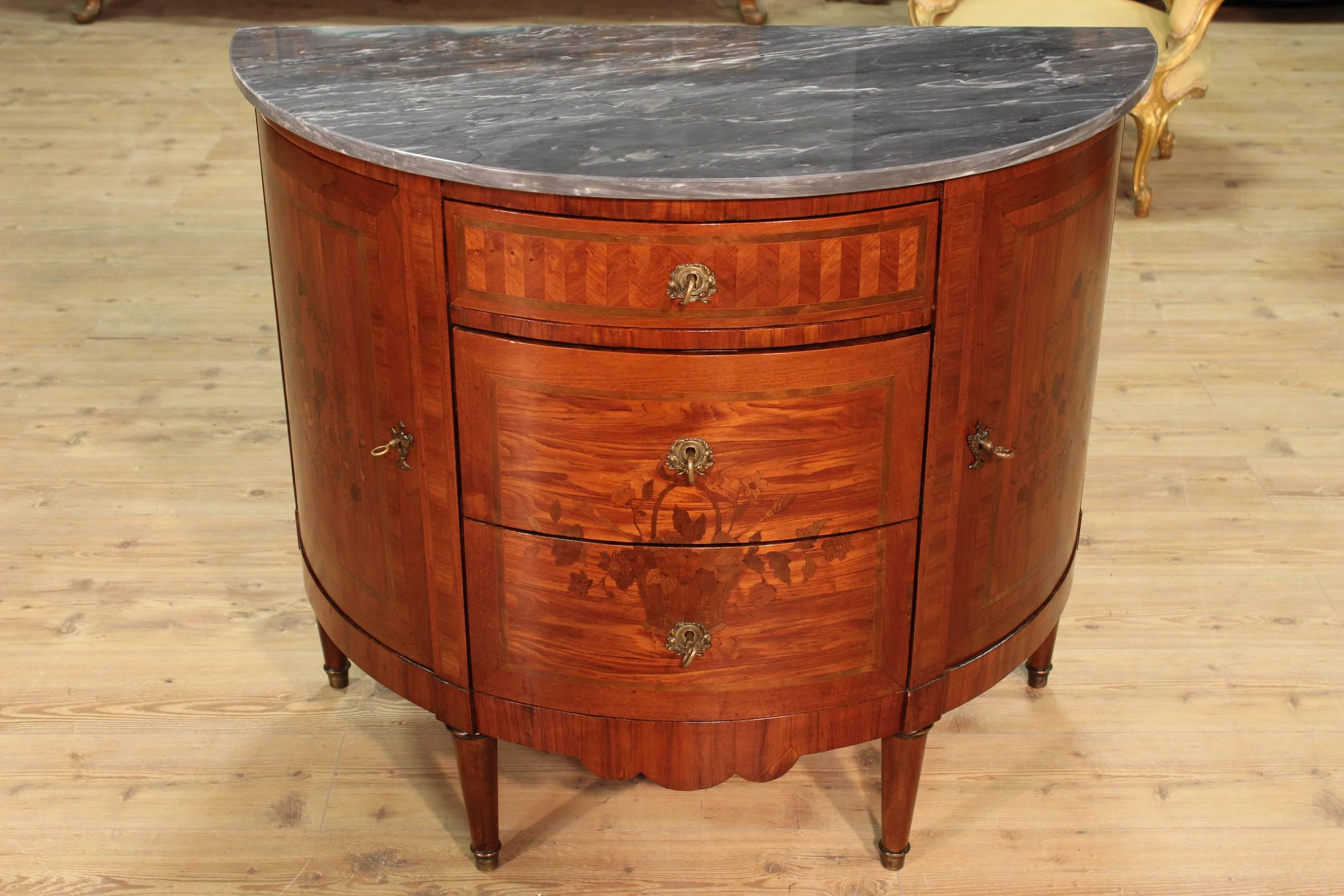 19th Century, French Inlaid Dresser with Marble Top 1