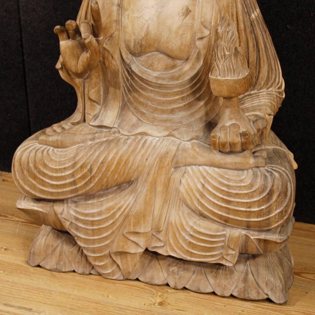 20th Century, Oriental Wooden Buddha Sculpture In Good Condition In Vicoforte, Piedmont