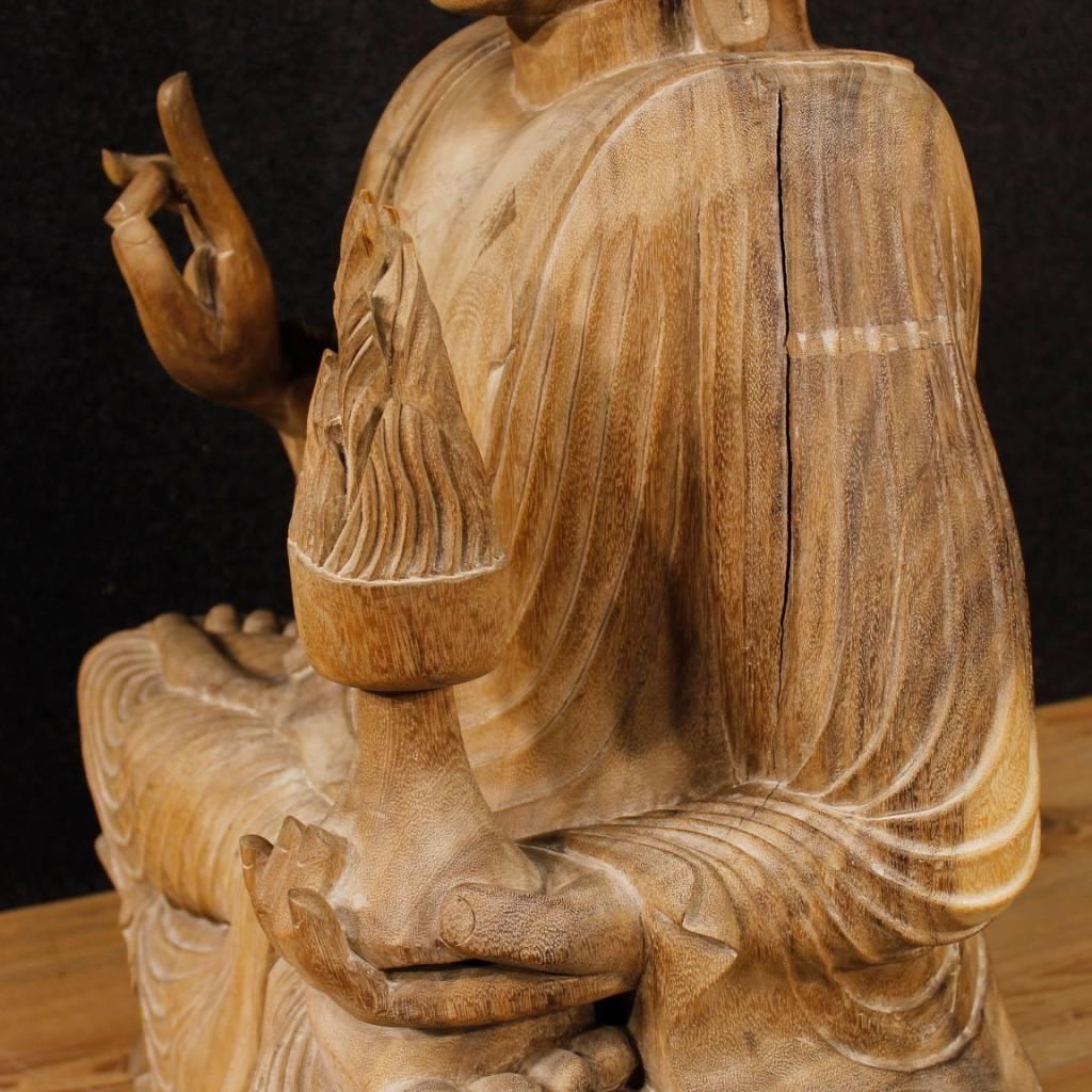 20th Century, Oriental Wooden Buddha Sculpture 4