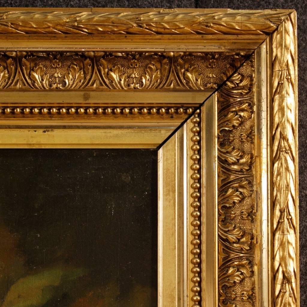 19th Century French Still Life Painting Oil on Canvas with Golden Frame 2