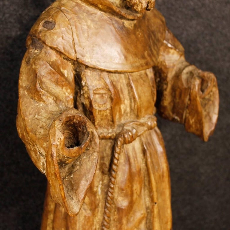 18th Century French Religious Sculpture Saint Francis For Sale at 1stDibs