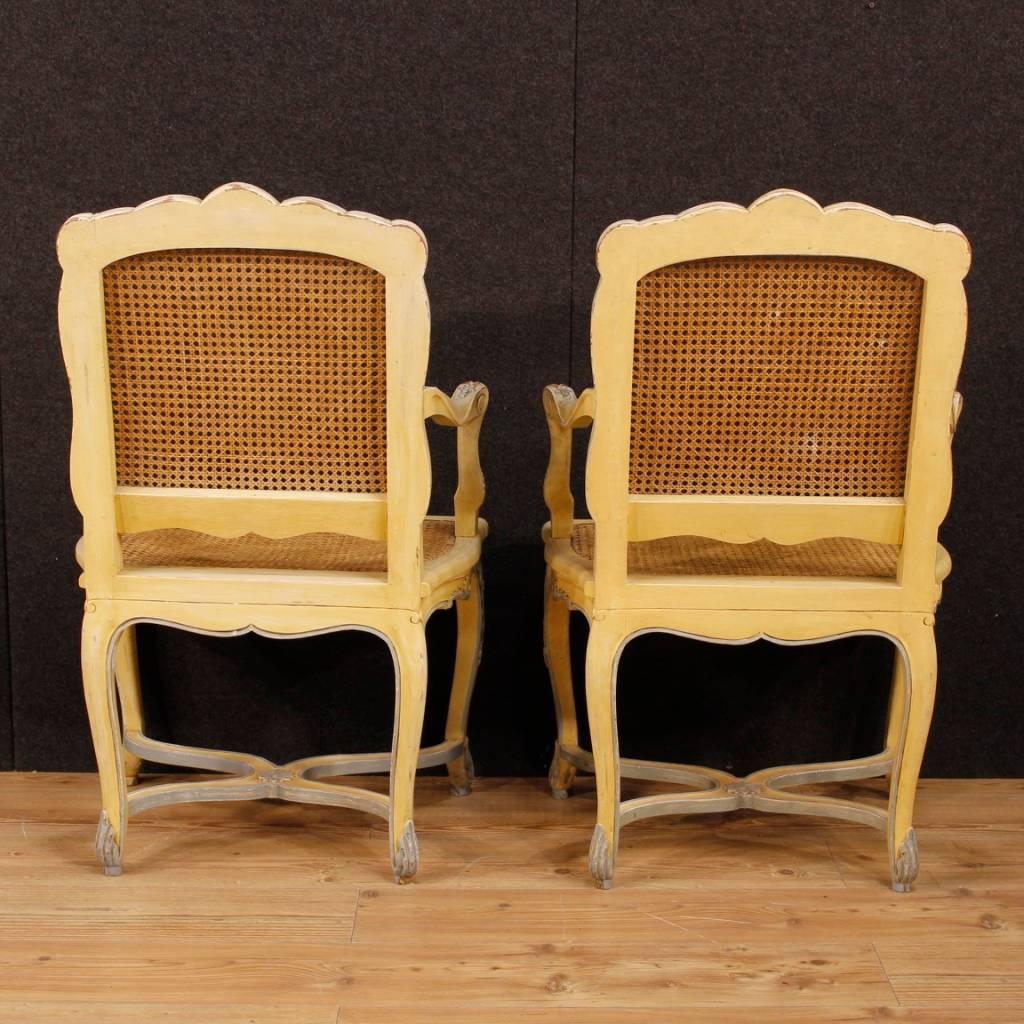 20th Century Pair of French Armchairs in Painted Wood 2