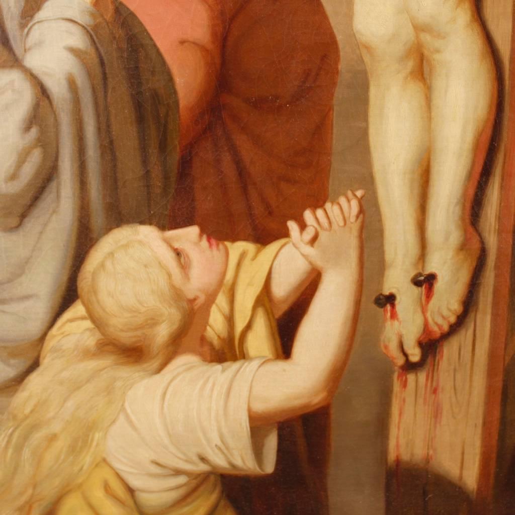 19th Century French Religious Painting Crucifixion In Good Condition In Vicoforte, Piedmont