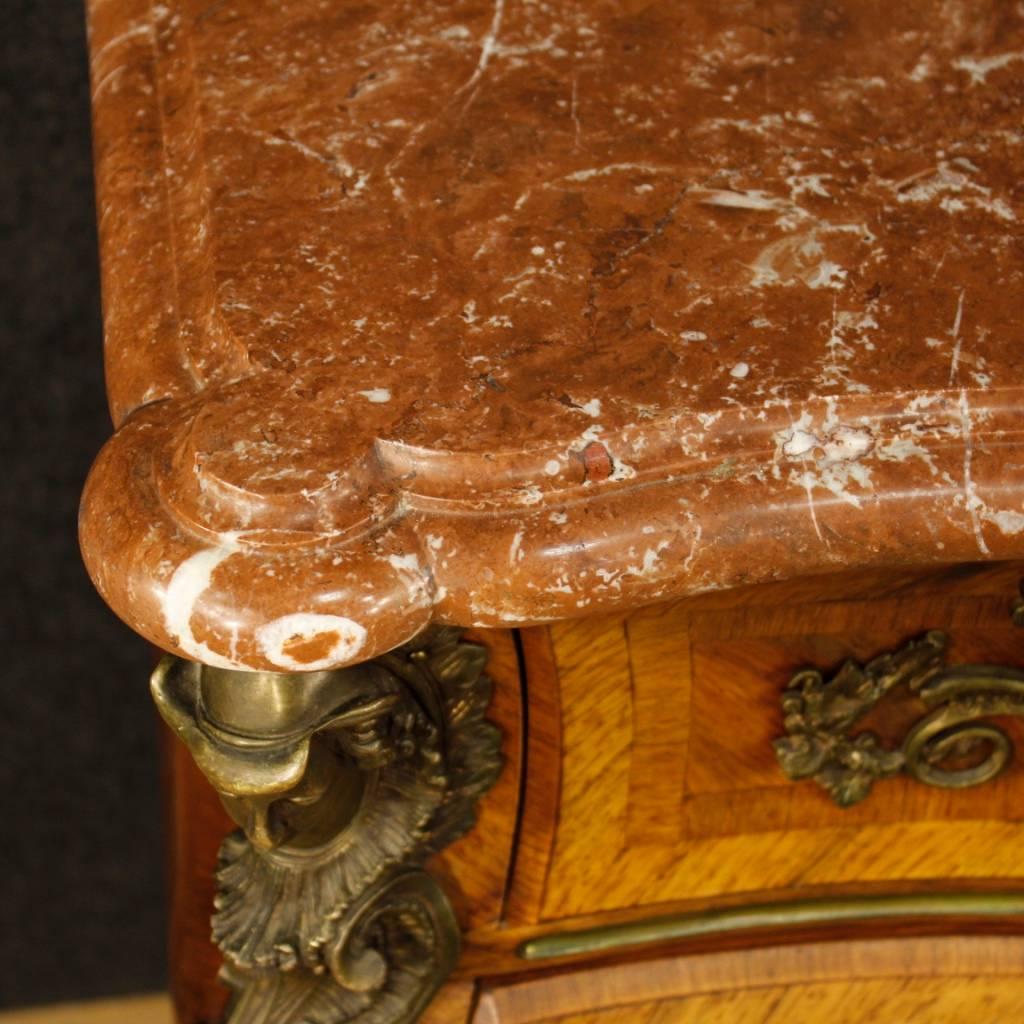 Gilt 20th Century French Chest of Drawers with Marble Top in Louis XV Style