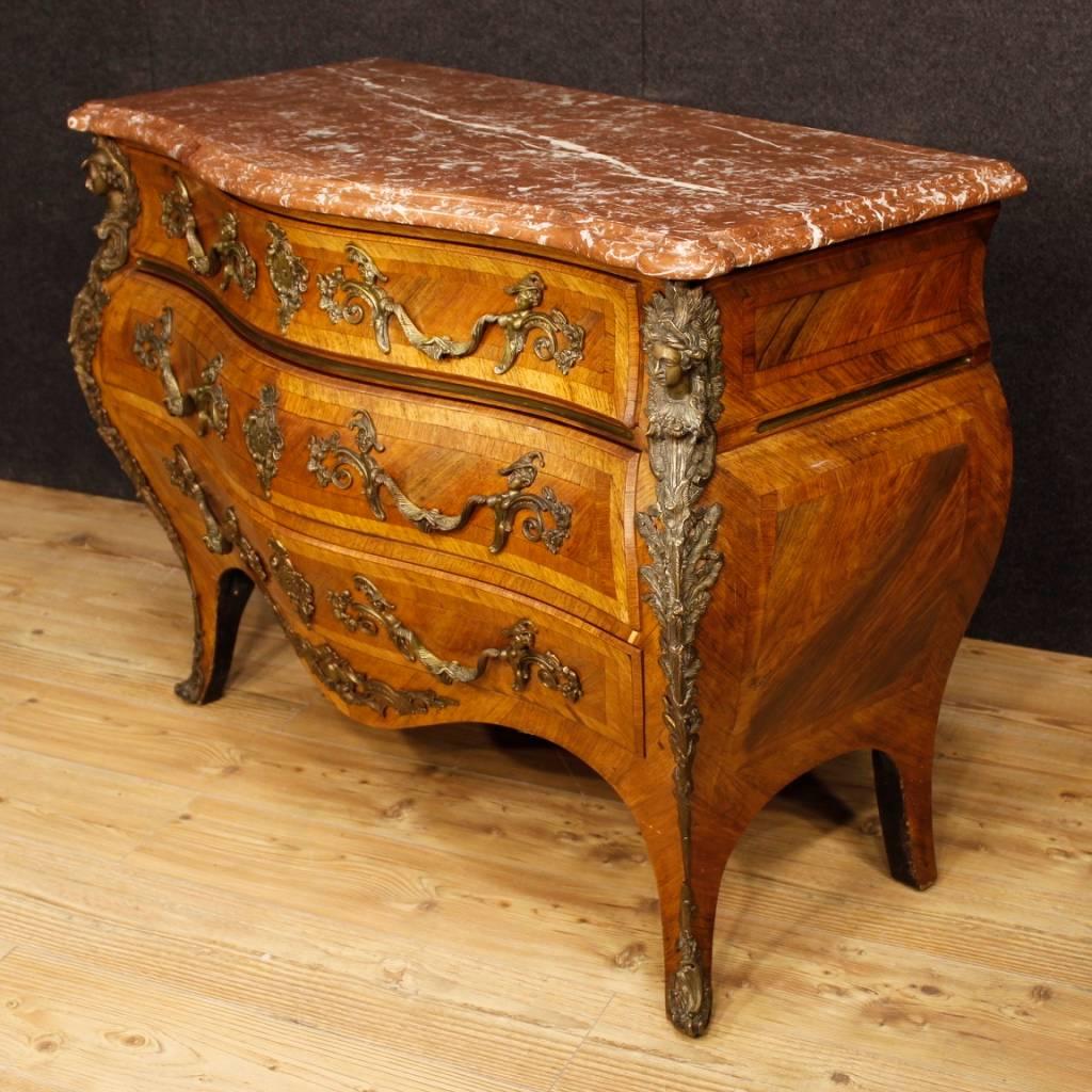 20th Century French Chest of Drawers with Marble Top in Louis XV Style 1