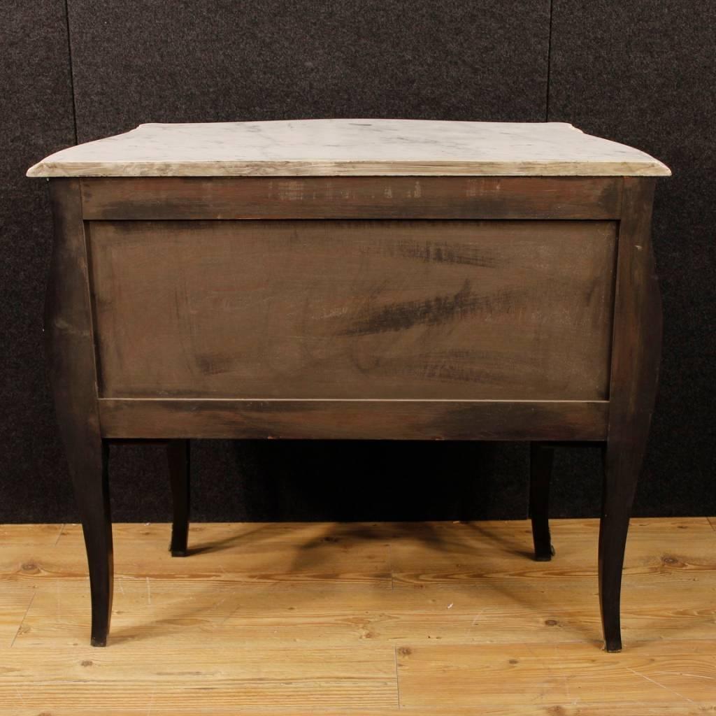 Gilt 20th Century French Lacquered Dresser with Marble Top