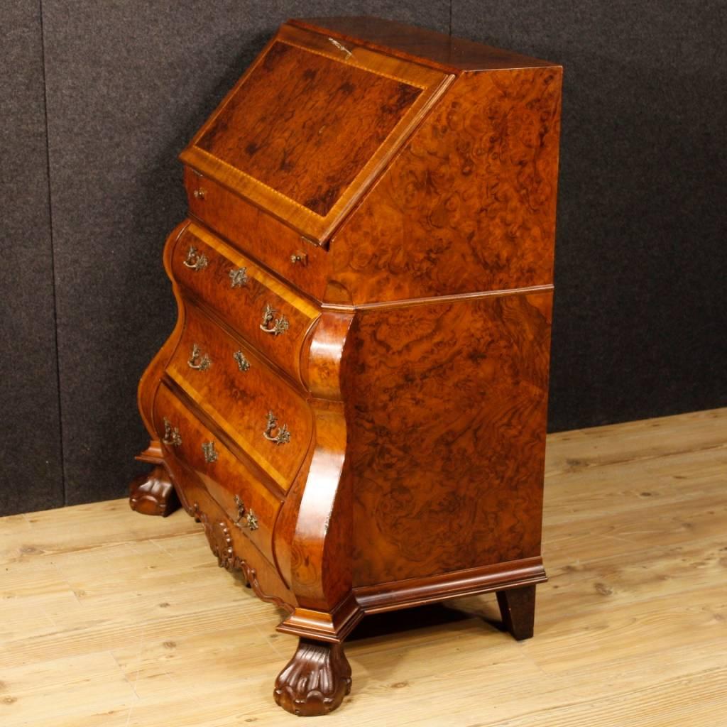 20th Century Dutch Bureau in Walnut, Burl 4