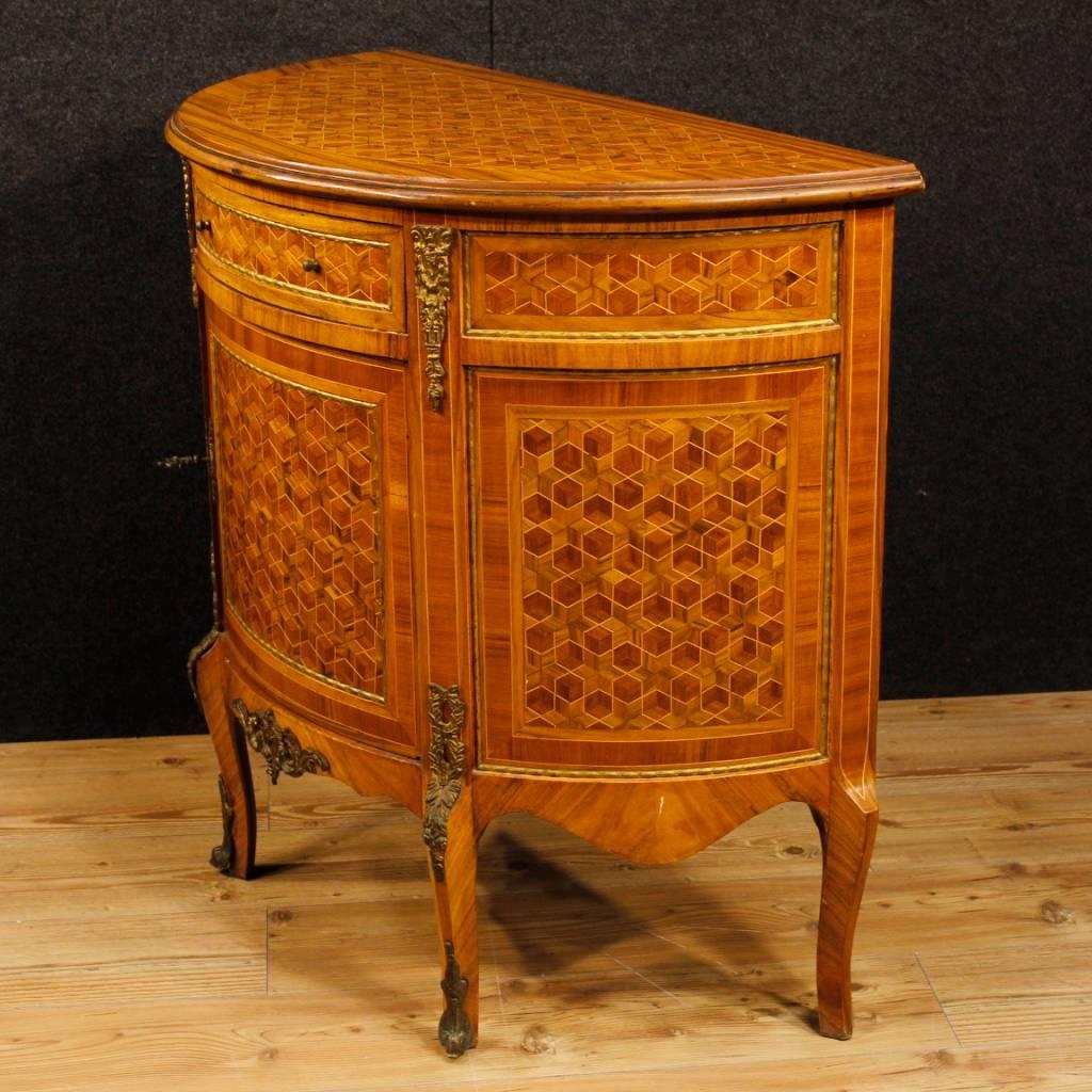 Inlay 20th Century French Inlaid Sideboard with Bronze and Brass