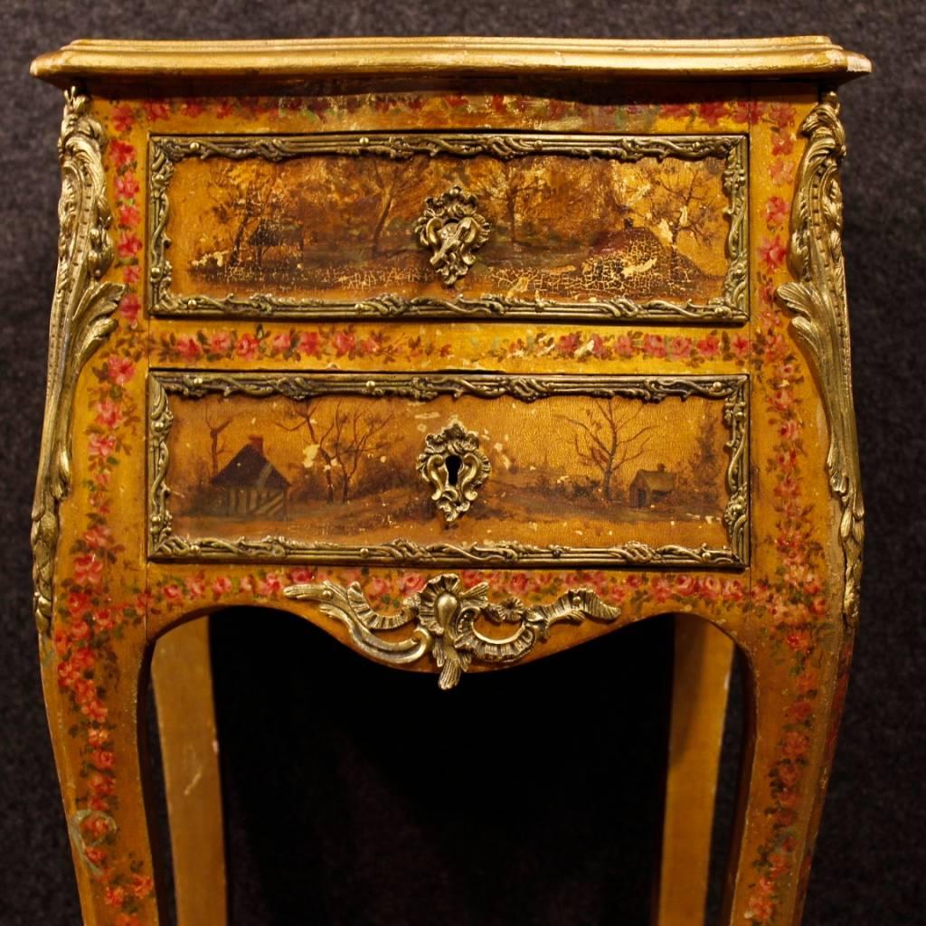 Bronze 20th Century, French Lacquered, Painted Side Table