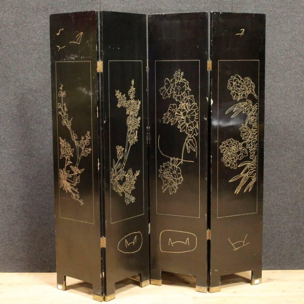 20th Century French Lacquered and Gilt Screen 4