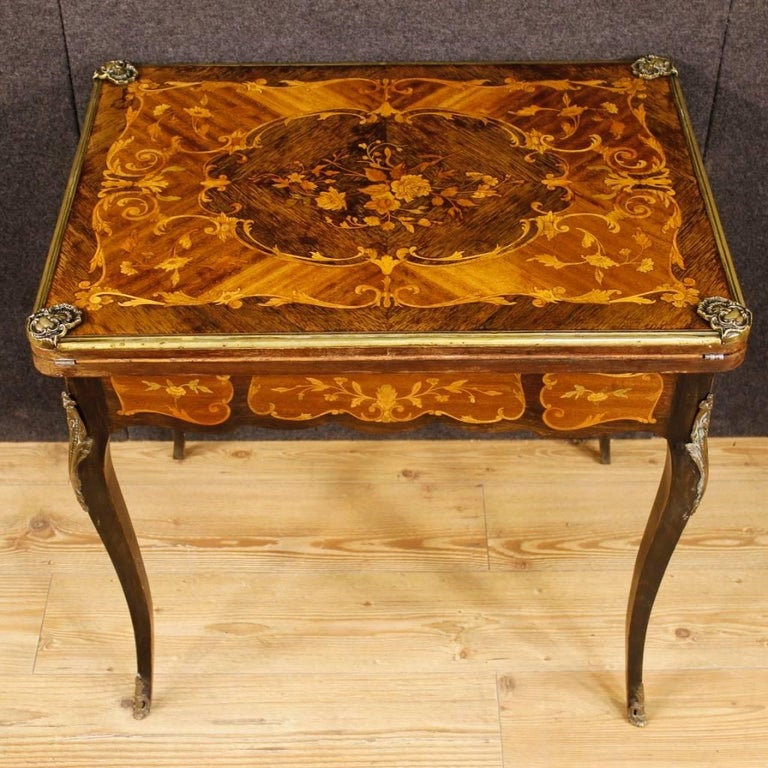 20th Century Inlaid Game Table with Gilt Bronze For Sale at 1stDibs