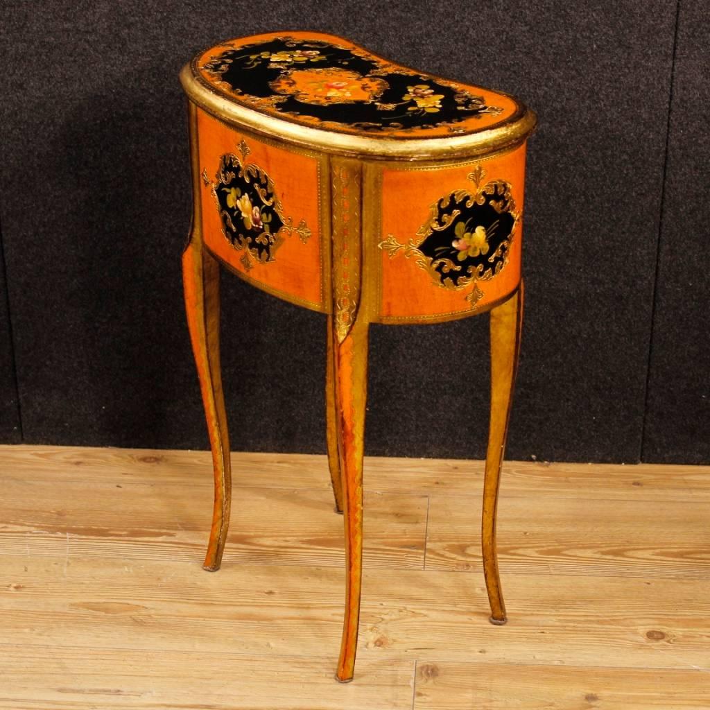 Wood 20th Century Lacquered, Painted and Gilt Side Table