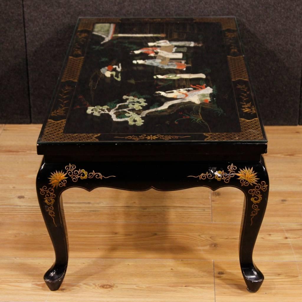 20th Century French Lacquered Chinoiserie Coffee Table In Good Condition In Vicoforte, Piedmont