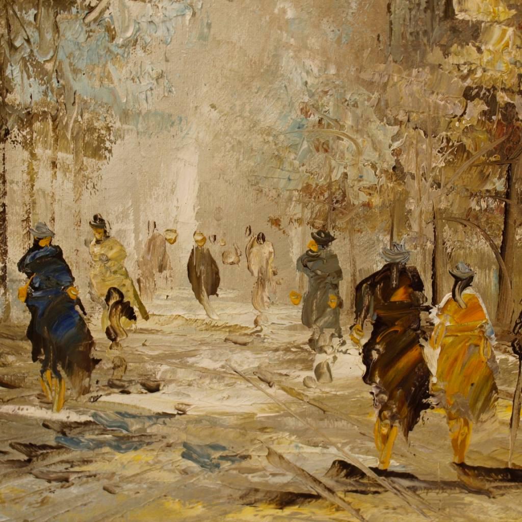 20th Century Oil Painting Depicting Paris View 1