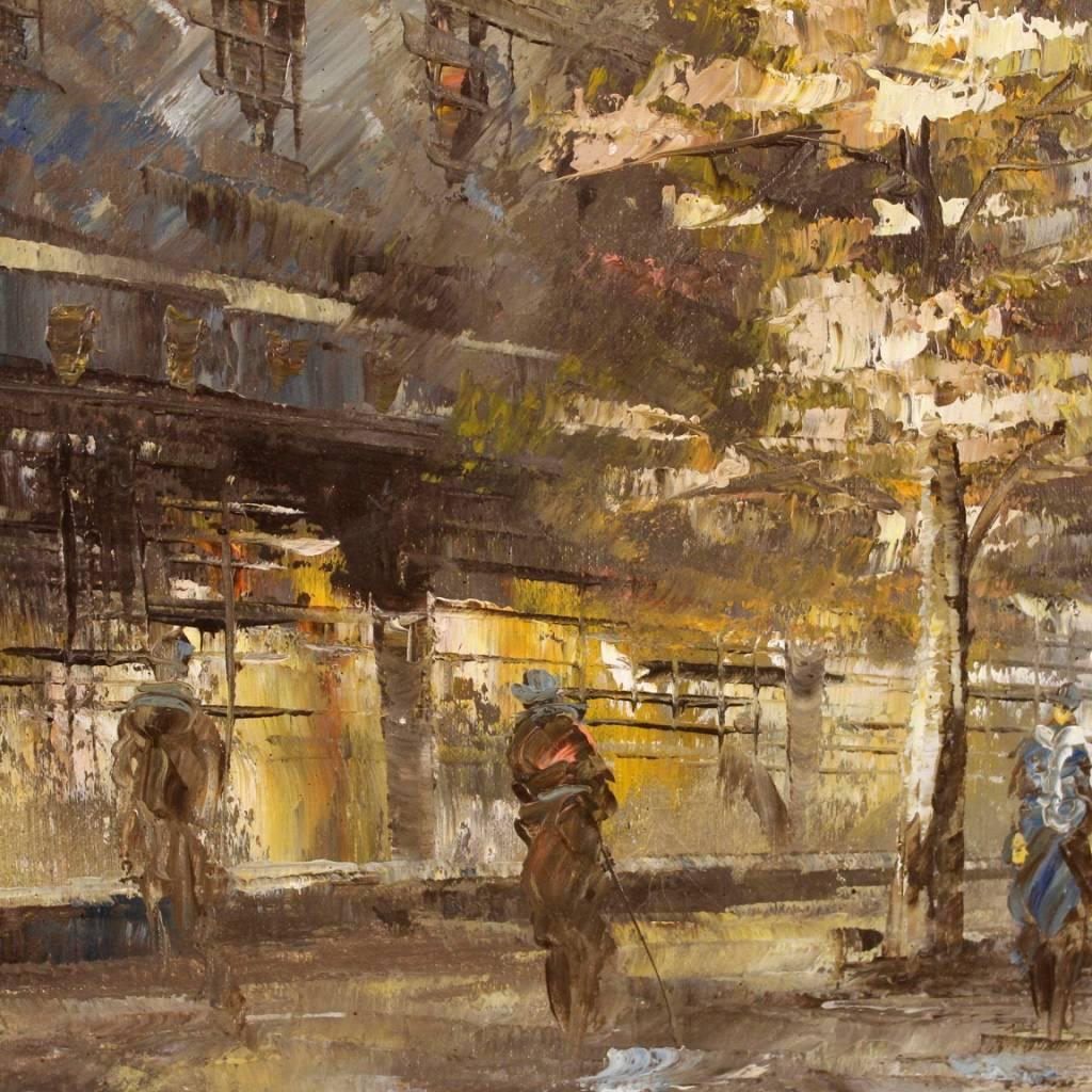 Canvas 20th Century Oil Painting Depicting Paris View