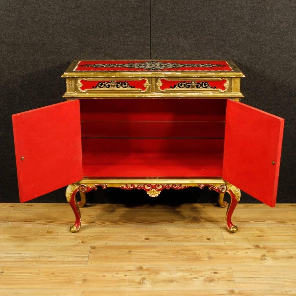 Red Gold Lacquered Italian Sideboard in Wood, 20th Century 4