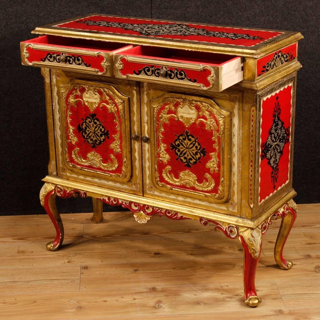 Red Gold Lacquered Italian Sideboard in Wood, 20th Century 5