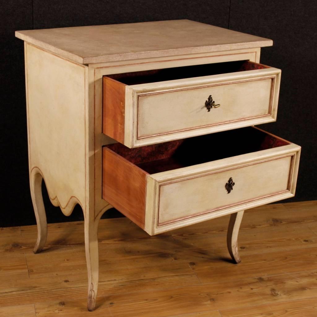 White Lacquered Painted French Commode in Wood, 20th Century 3