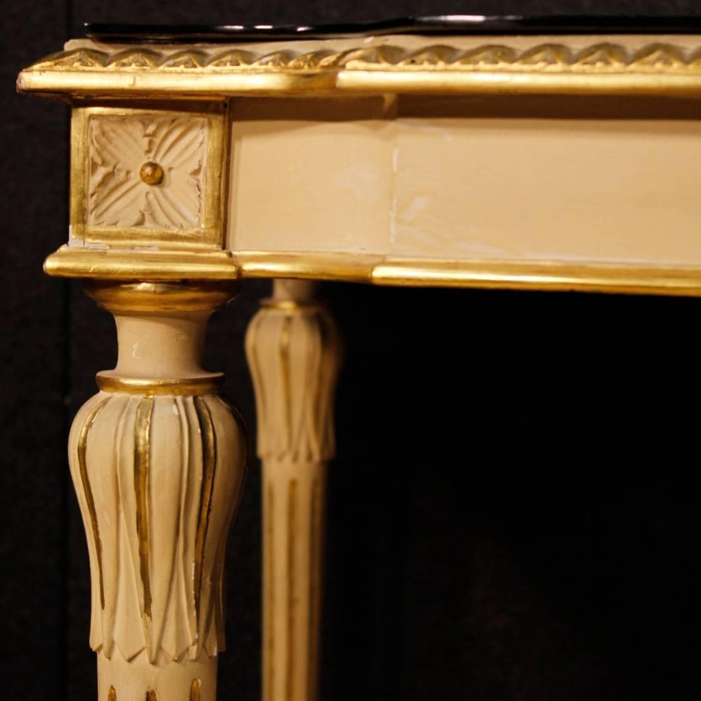 Italian Lacquered and Gilt Side Table in Wood Louis XVI Style, 20th Century 6