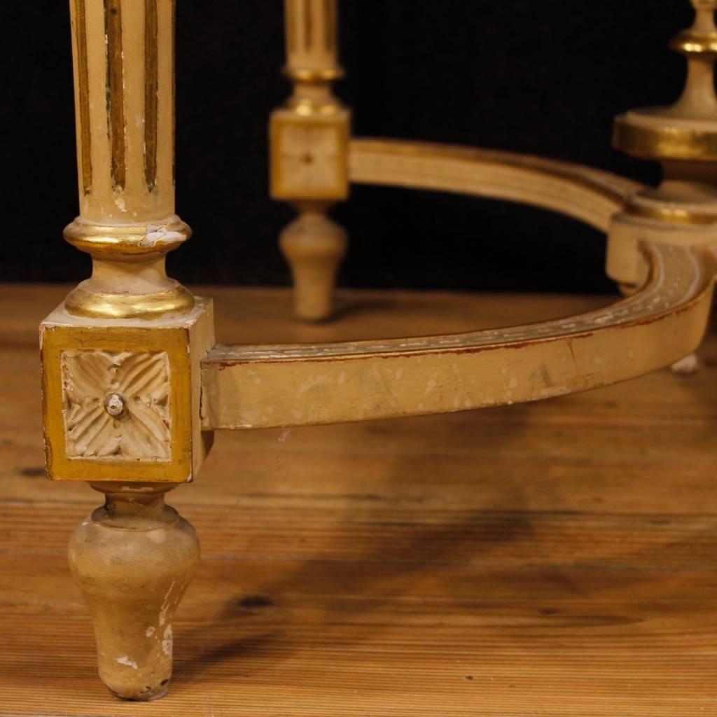 Italian Lacquered and Gilt Side Table in Wood Louis XVI Style, 20th Century 5