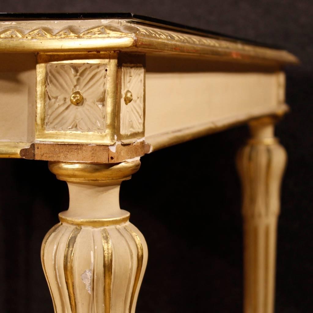Italian Lacquered and Gilt Side Table in Wood Louis XVI Style, 20th Century 3