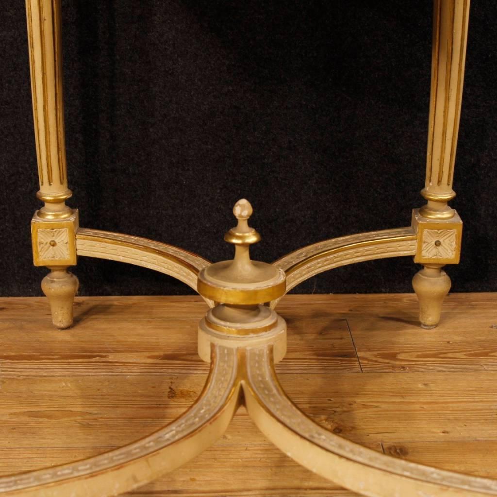 Italian Lacquered and Gilt Side Table in Wood Louis XVI Style, 20th Century 4