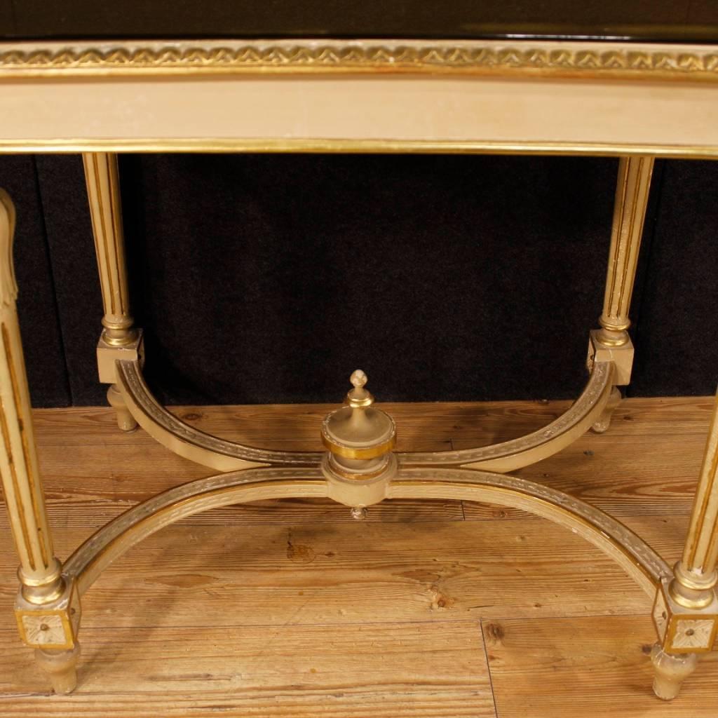 Italian Lacquered and Gilt Side Table in Wood Louis XVI Style, 20th Century 2