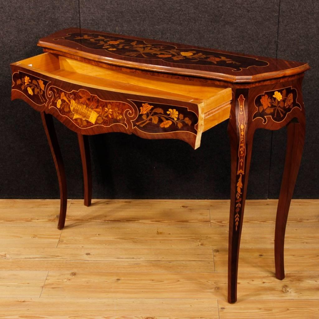 Italian Inlaid Console Table In Wood From 20th Century 5