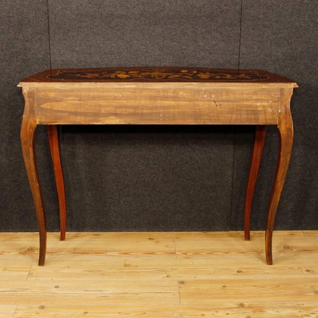 Italian Inlaid Console Table In Wood From 20th Century In Good Condition In Vicoforte, Piedmont