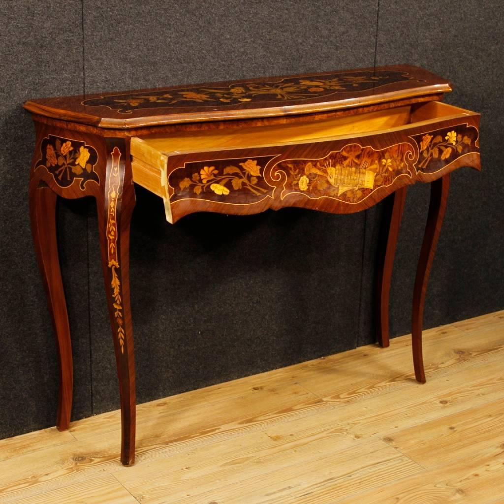 Italian Inlaid Console Table In Wood From 20th Century 3