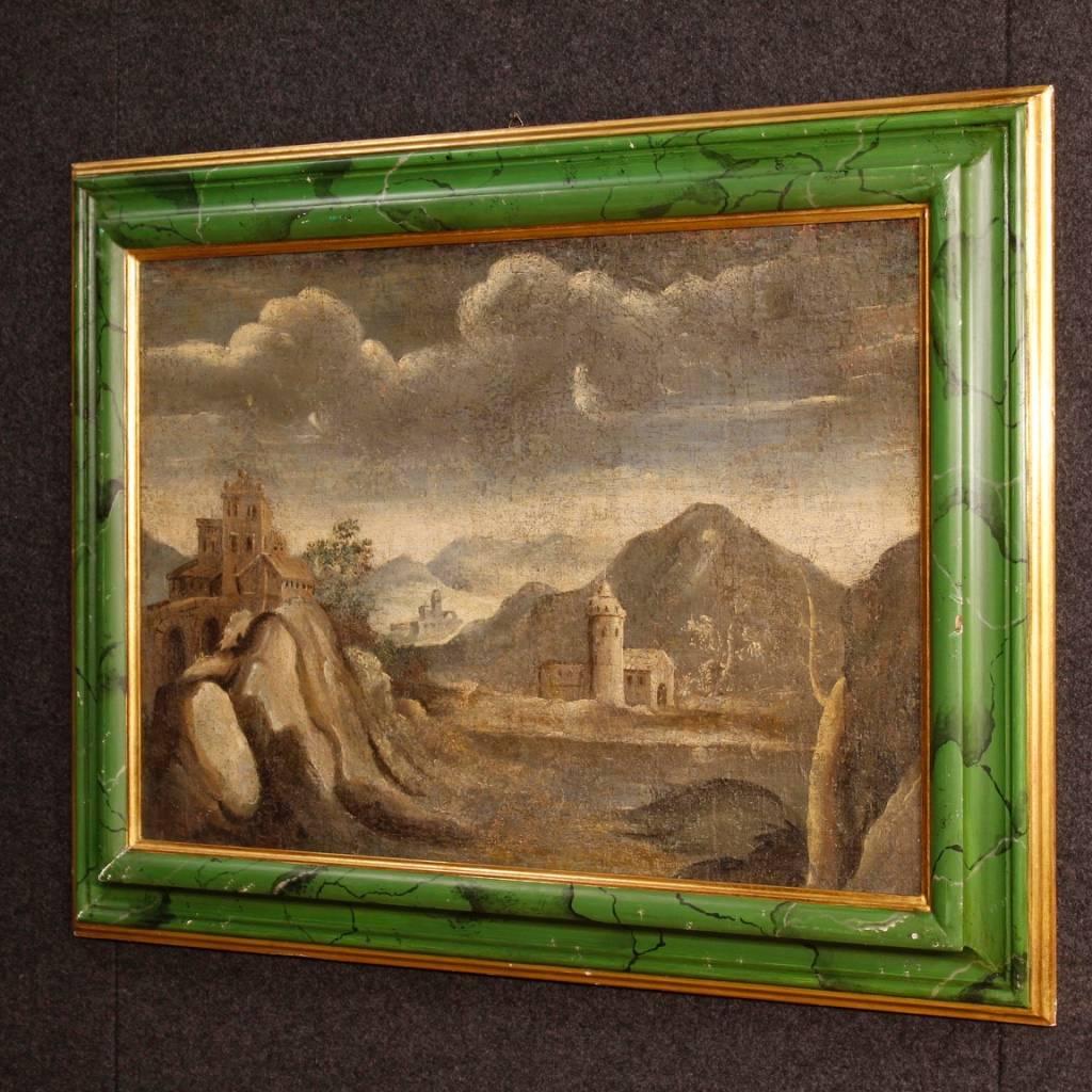 Italian Landscape with Architectures Painting Oil on Canvas, 18th Century 4
