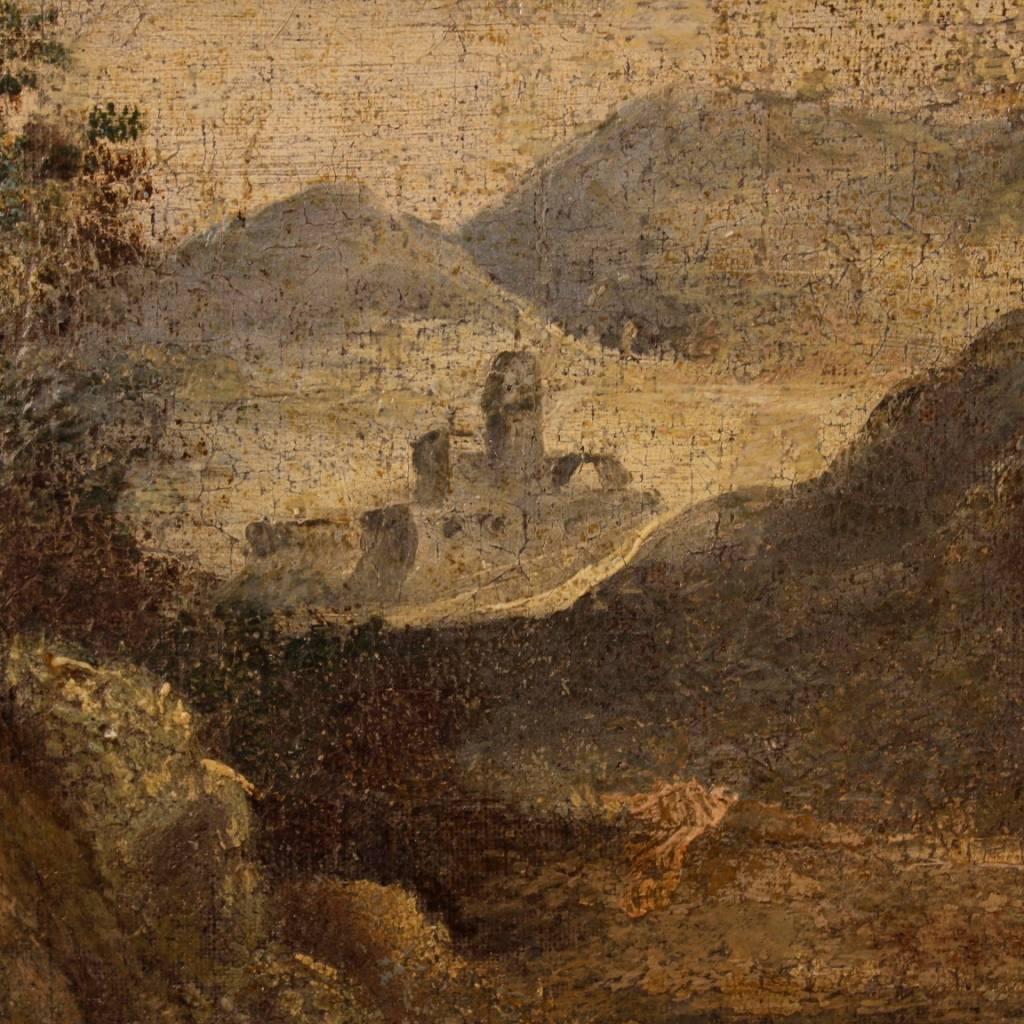Italian Landscape with Architectures Painting Oil on Canvas, 18th Century 2