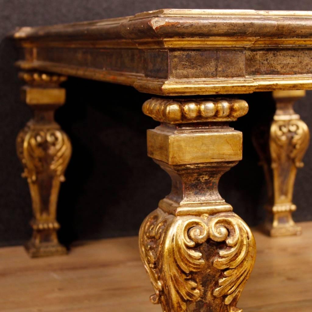 20th Century Italian Lacquered and Gild Coffee Table in Wood and Plaster in Louis XVI Style