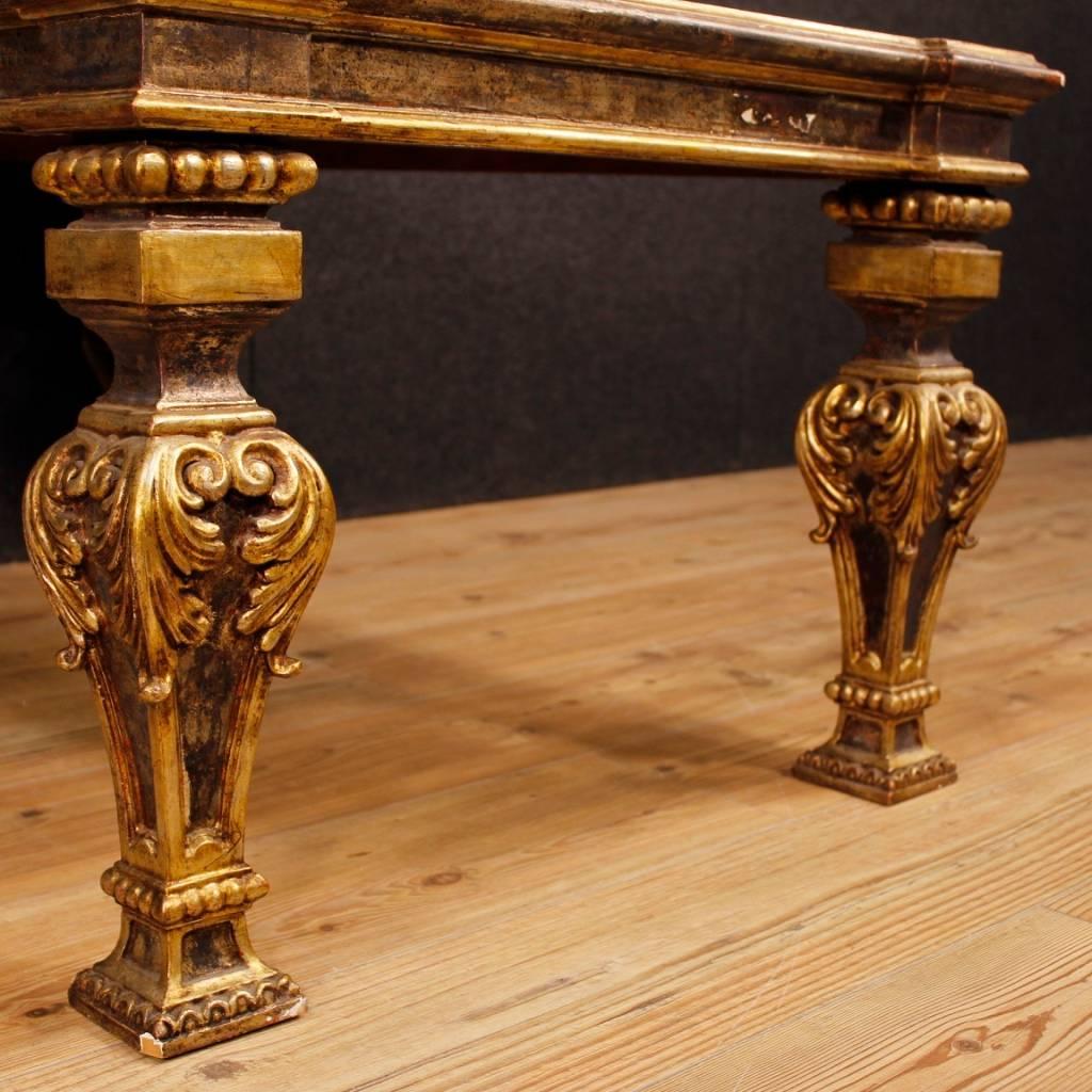 Italian Lacquered and Gild Coffee Table in Wood and Plaster in Louis XVI Style 1