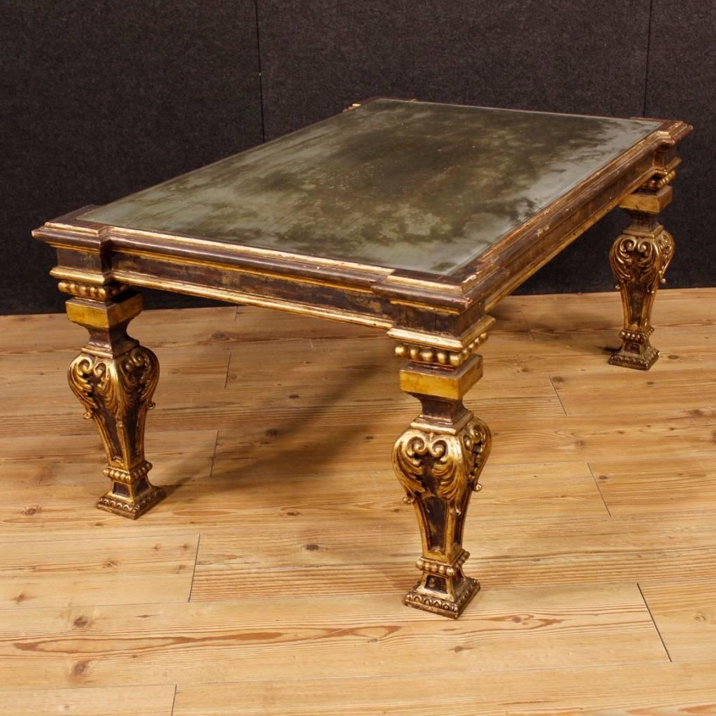 Italian Lacquered and Gild Coffee Table in Wood and Plaster in Louis XVI Style 2