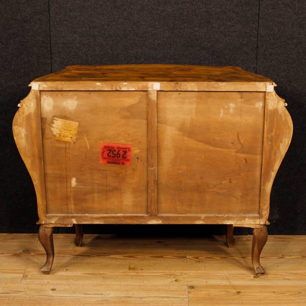 Venetian Dresser with Five Drawers in Burl and Walnut Wood, 20th Century 1