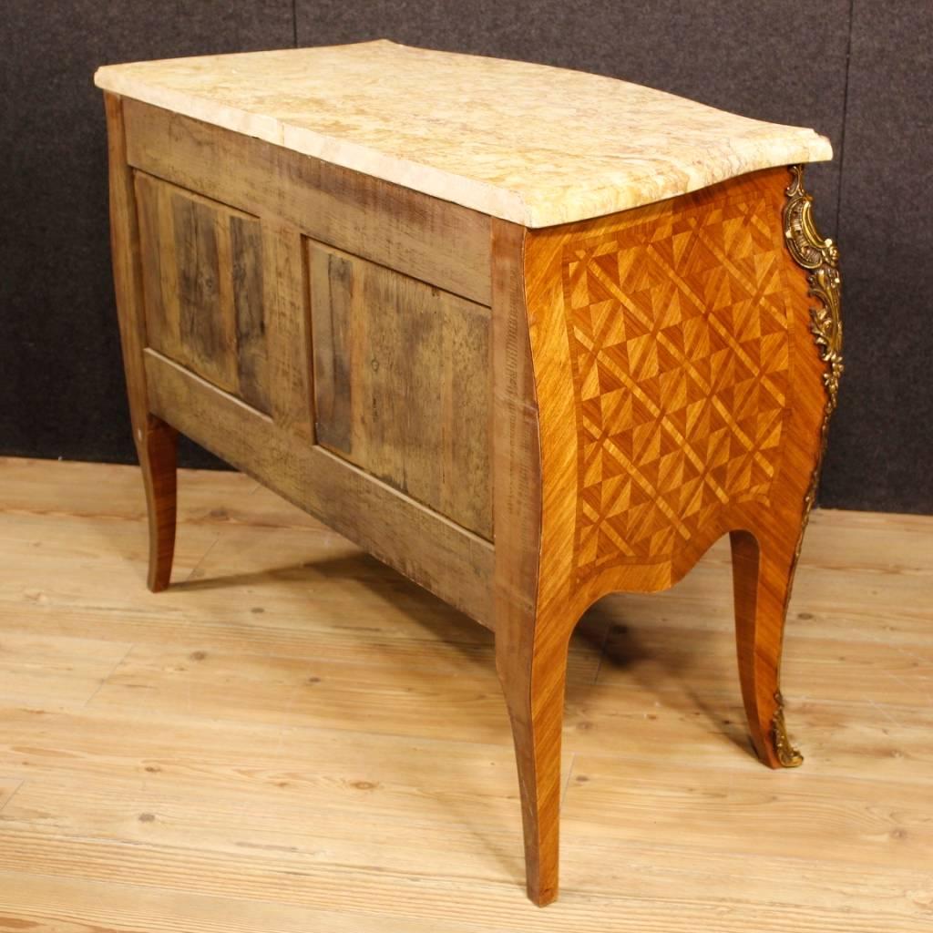 French Inlaid Dresser in Rosewood with Marble Top Louis XV Style, 20th Century 4