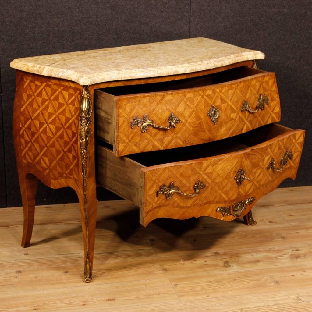 French Inlaid Dresser in Rosewood with Marble Top Louis XV Style, 20th Century 6