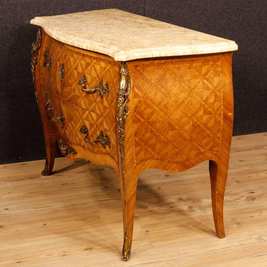 French Inlaid Dresser in Rosewood with Marble Top Louis XV Style, 20th Century 3