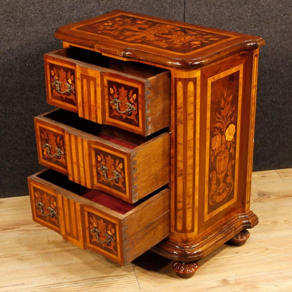 Pair of Italian Inlaid Bedside Tables in Rosewood, Walnut, Burl, Maple 3