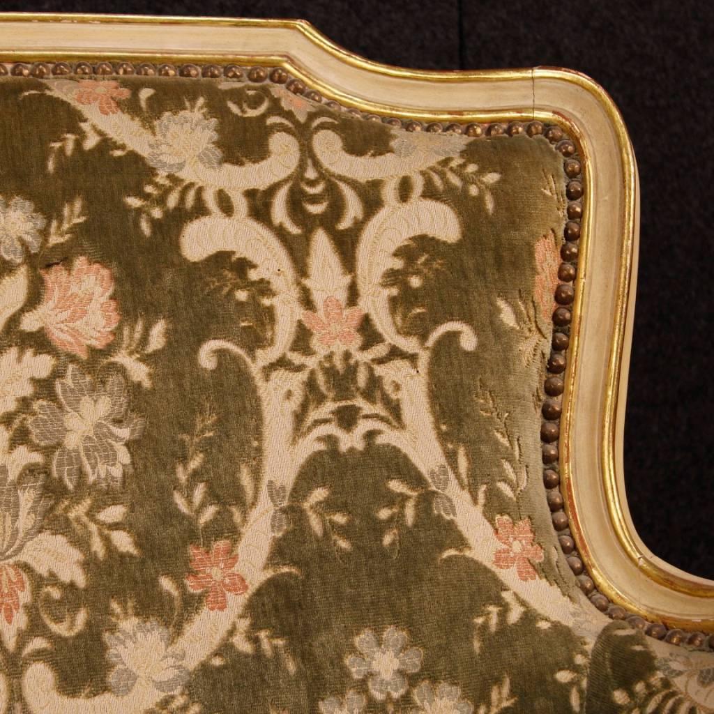 Italian Sofa in Lacquered and Gilt Wood in Damask Velvet 20th Century 6