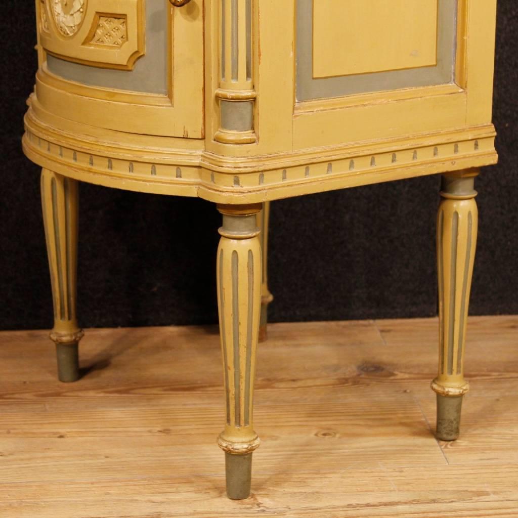 Pair Of Italian Lacquered Bedside Tables With Marble Top In Louis XVI Style  5